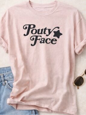 Vintage Y2K Pink Graphic Tee Pouty Face Baby Tee Oversized XL